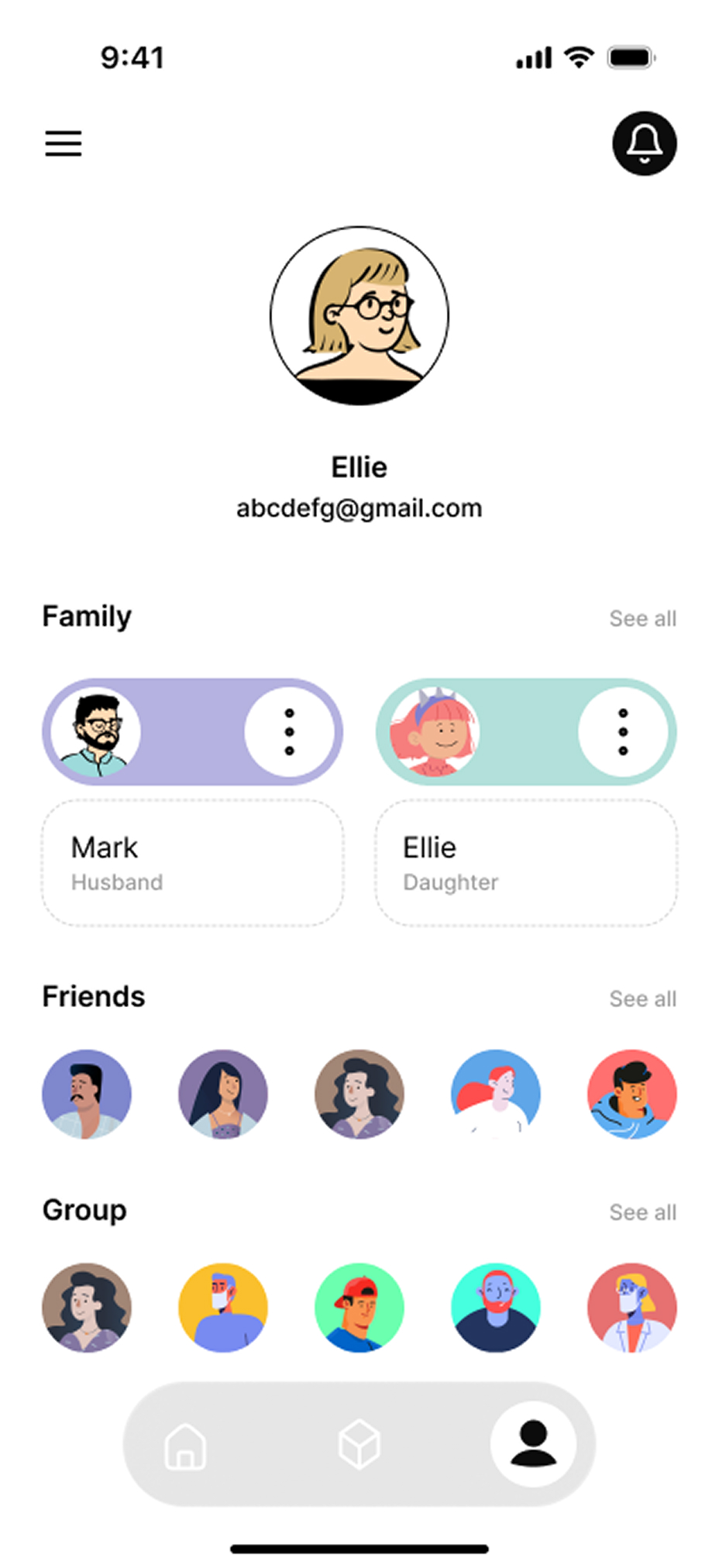 Family, friends and groups