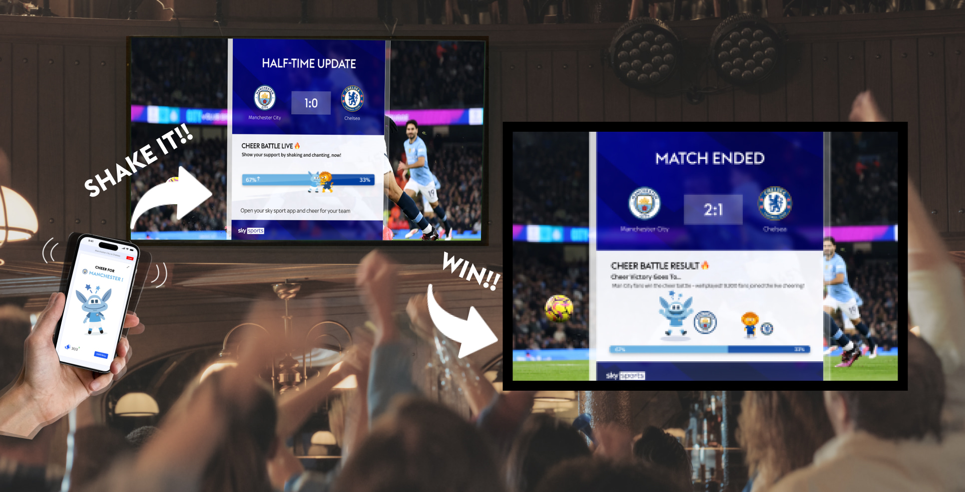 Pub large screen Cheer Battle scene